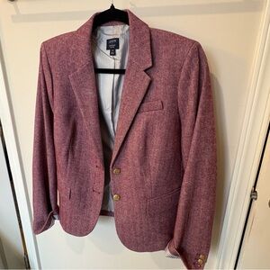 J. Crew Women’s red herringbone schoolboy Blazer